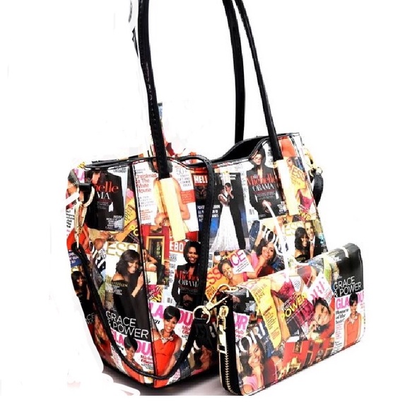 Handbags - Michelle Obama collage twin set handbag (vegan)